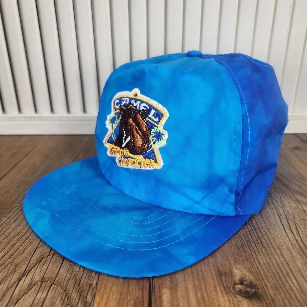 VTG Joe Camel Smooth Character Nylon Snapback Hat Cap Blue 90s Cigarette Smoking